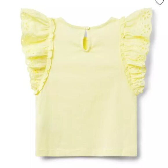 Janie and Jack 100049046 Girl Yellow Eyelet Flutter Sleeve Top NWT size 6-12 m - Picture 2 of 11